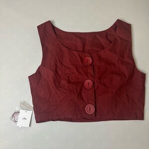 Urban Outfitters Sleeveless Button Back Crop Top 100% Cotton Medium NWT